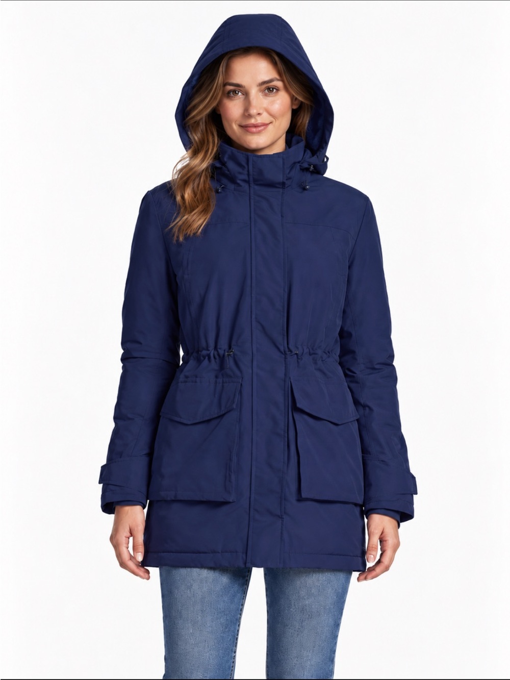 LANDSEND Womens Squall Insulated Waterproof Warm Winter Fleece Lined Parka Navy